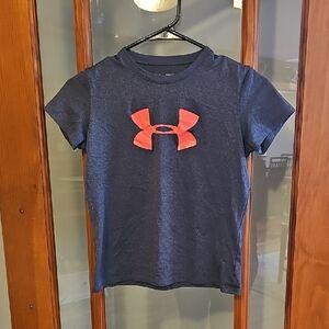 Under Armour Kids Dark Blue Tee with Bright Red Emblem